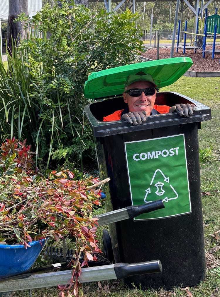 A staff member gardening in the school grounds